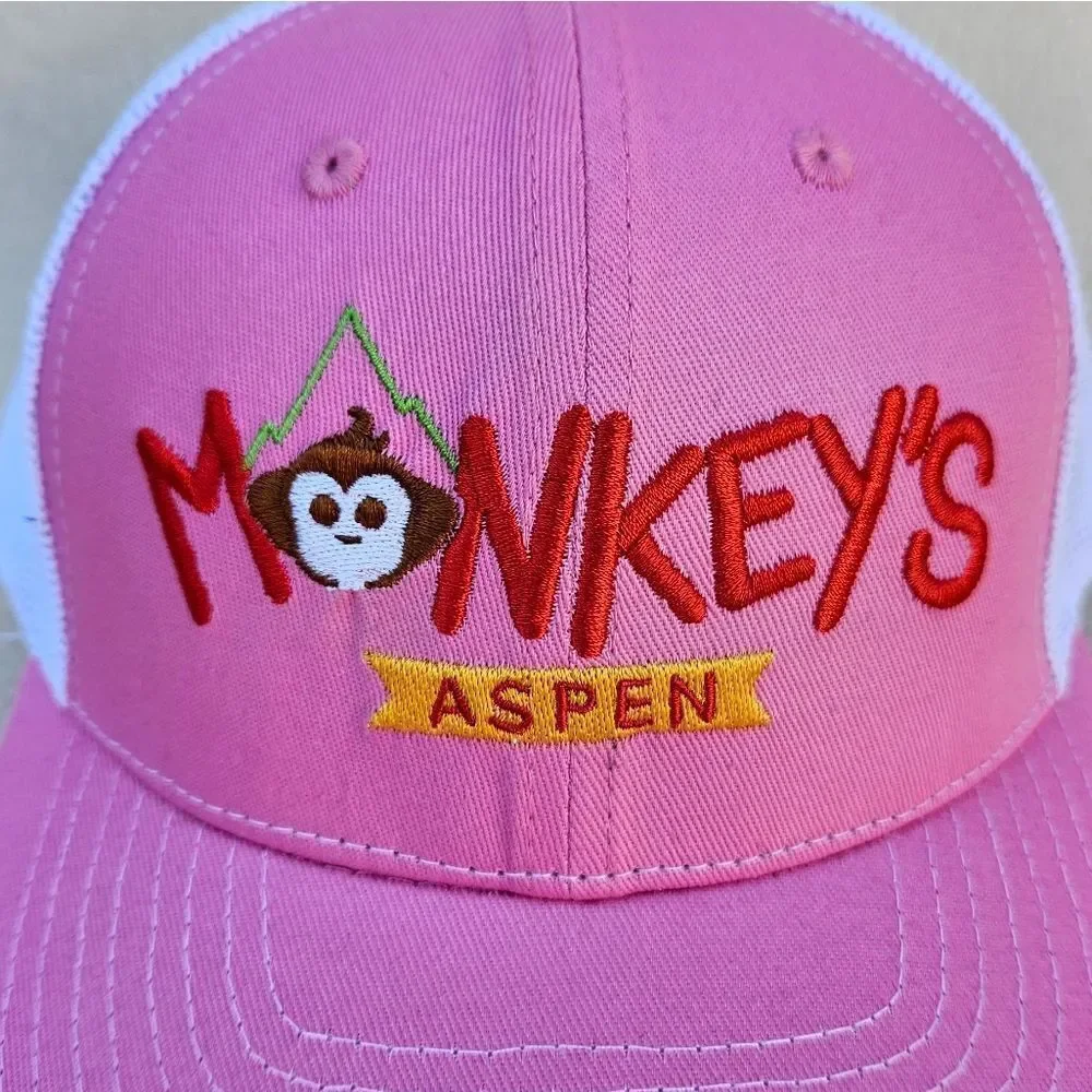 Monkey's Aspen Pink and White Adult Trucker Hat